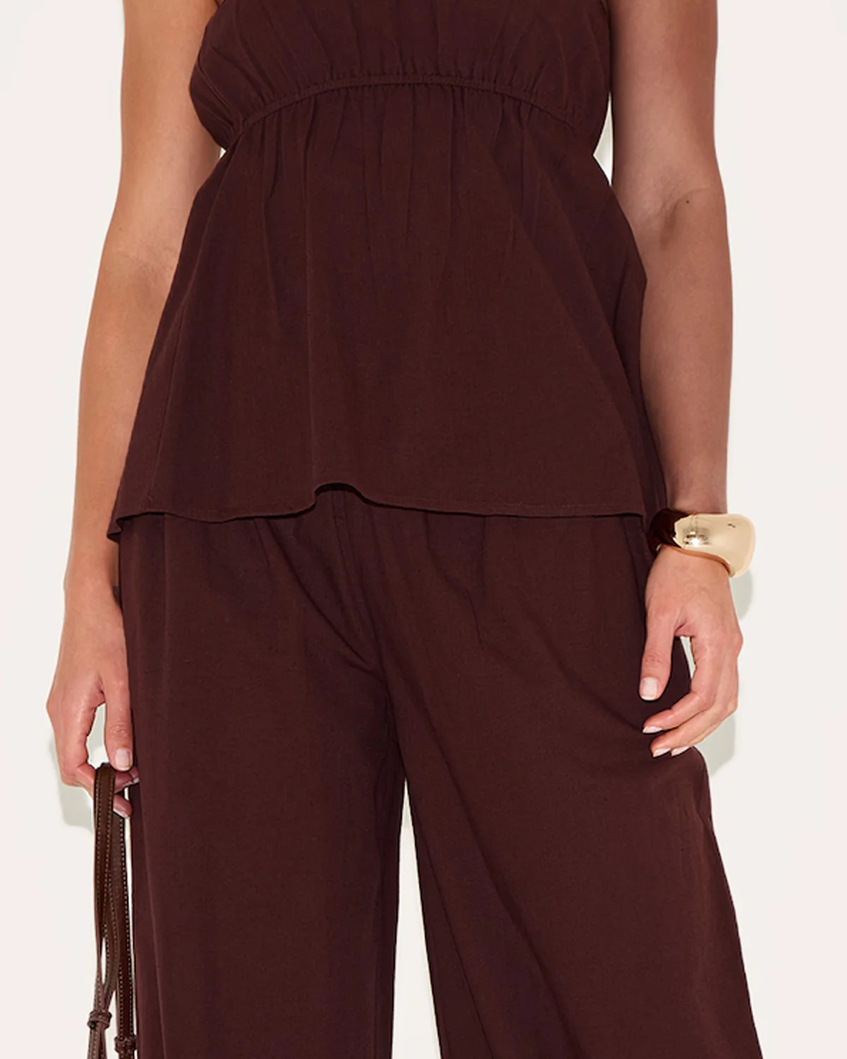 Brown Bandeau Top And Pants Co Ord Set - Image 6