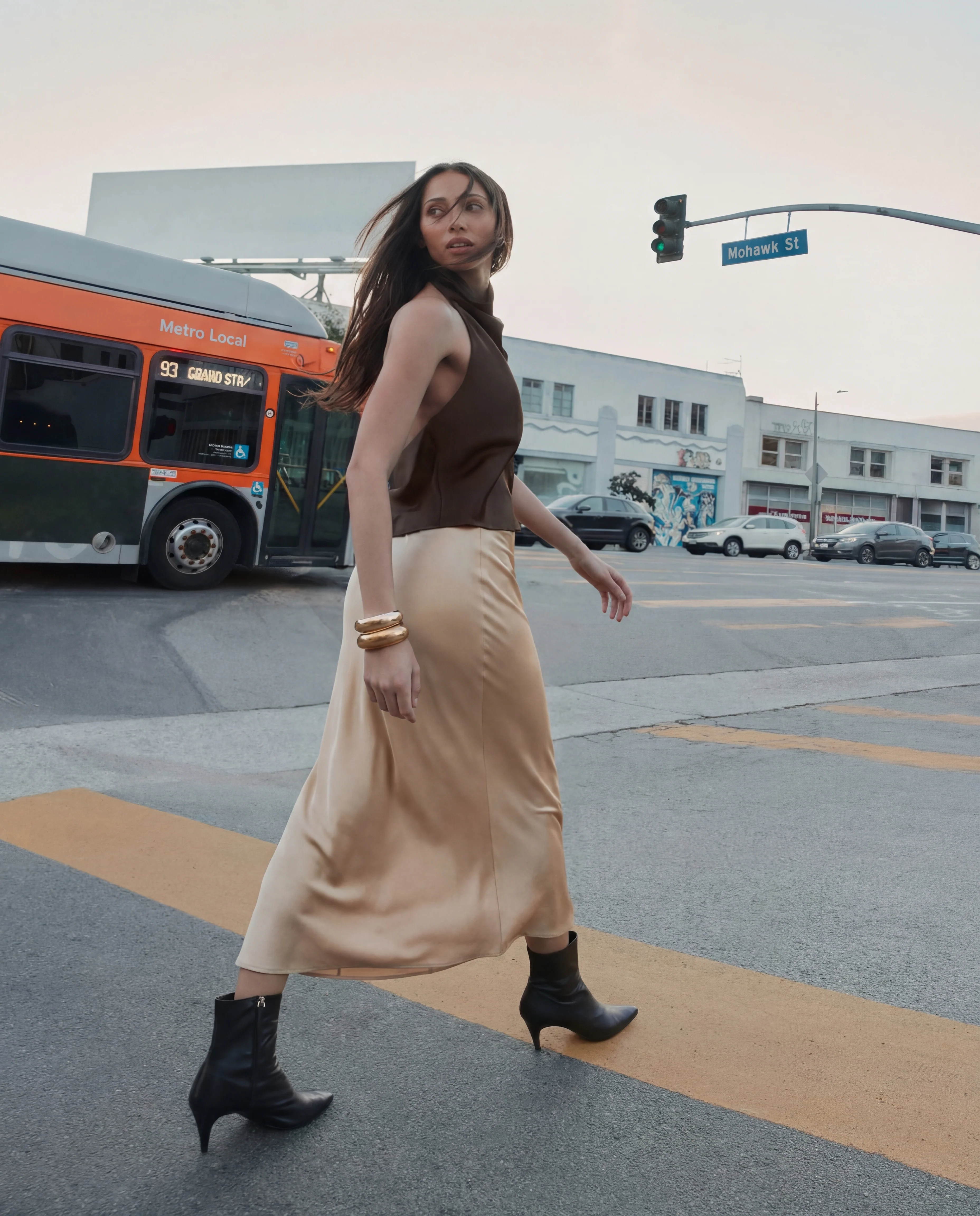 Gold Satin Pencil Skirt - Image 3