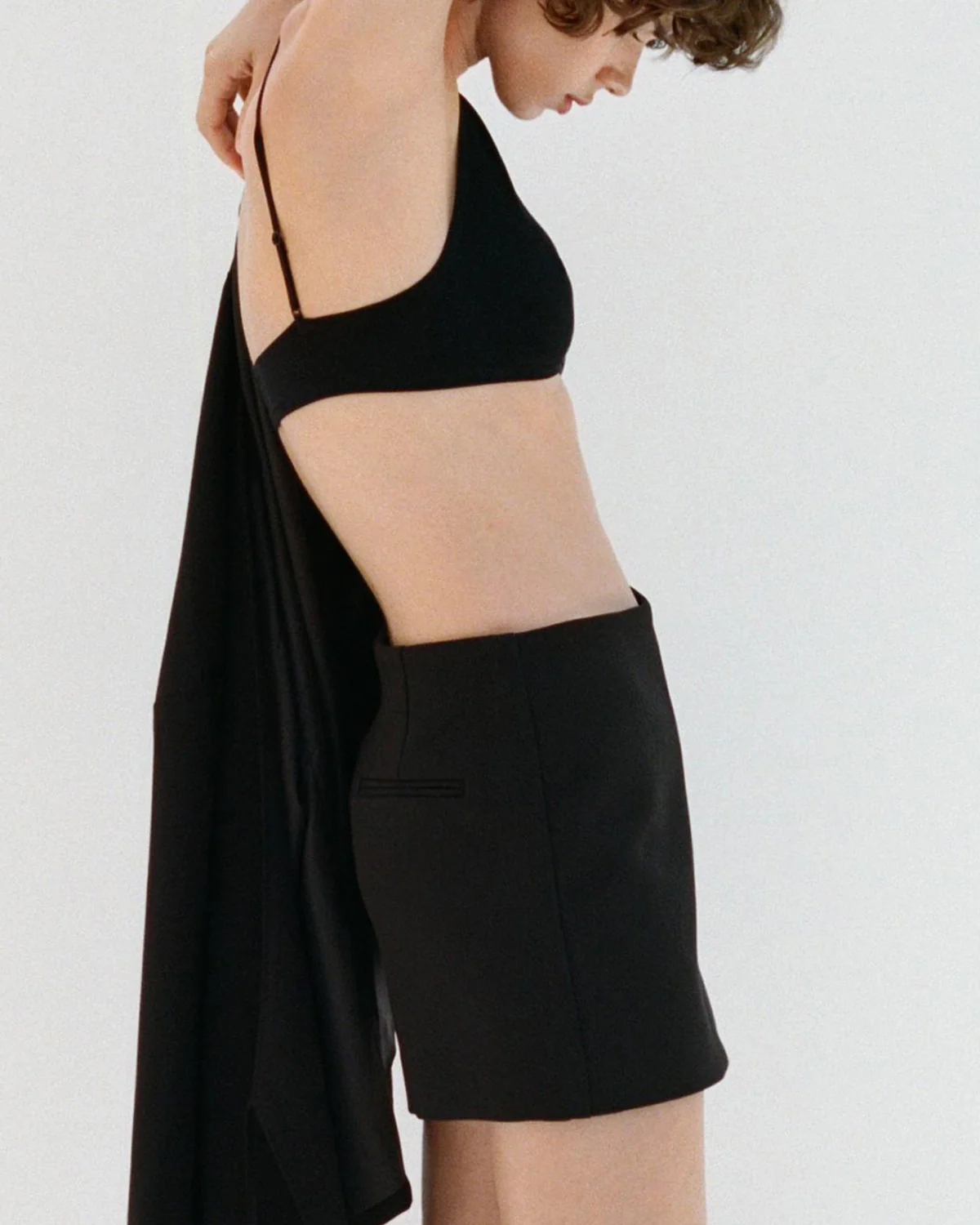 Black Asymmetric Wrap On Skort - Image 2