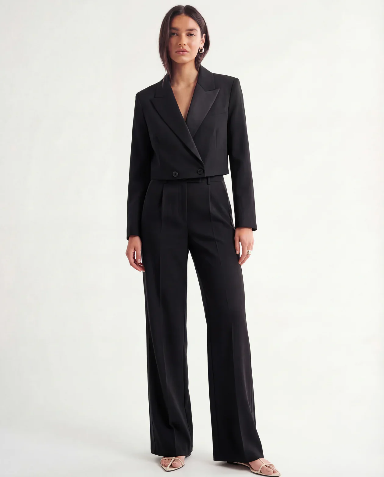 Black Cropped Blazer & Pant Set - Image 3