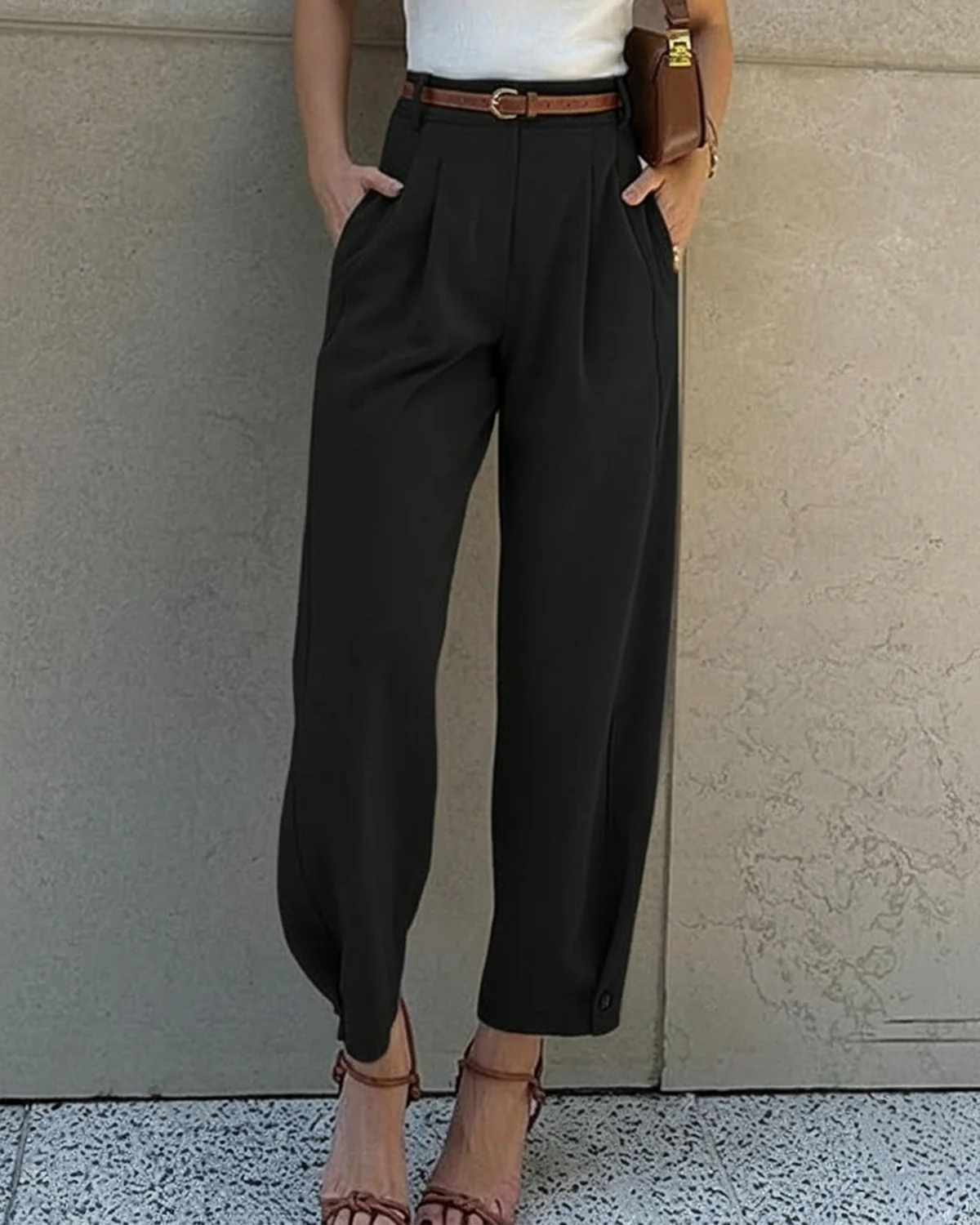 Black High Waist Trouser With Belt