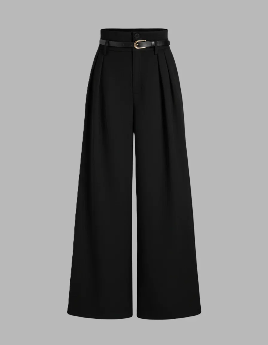 Black Pleated Pants With Belt