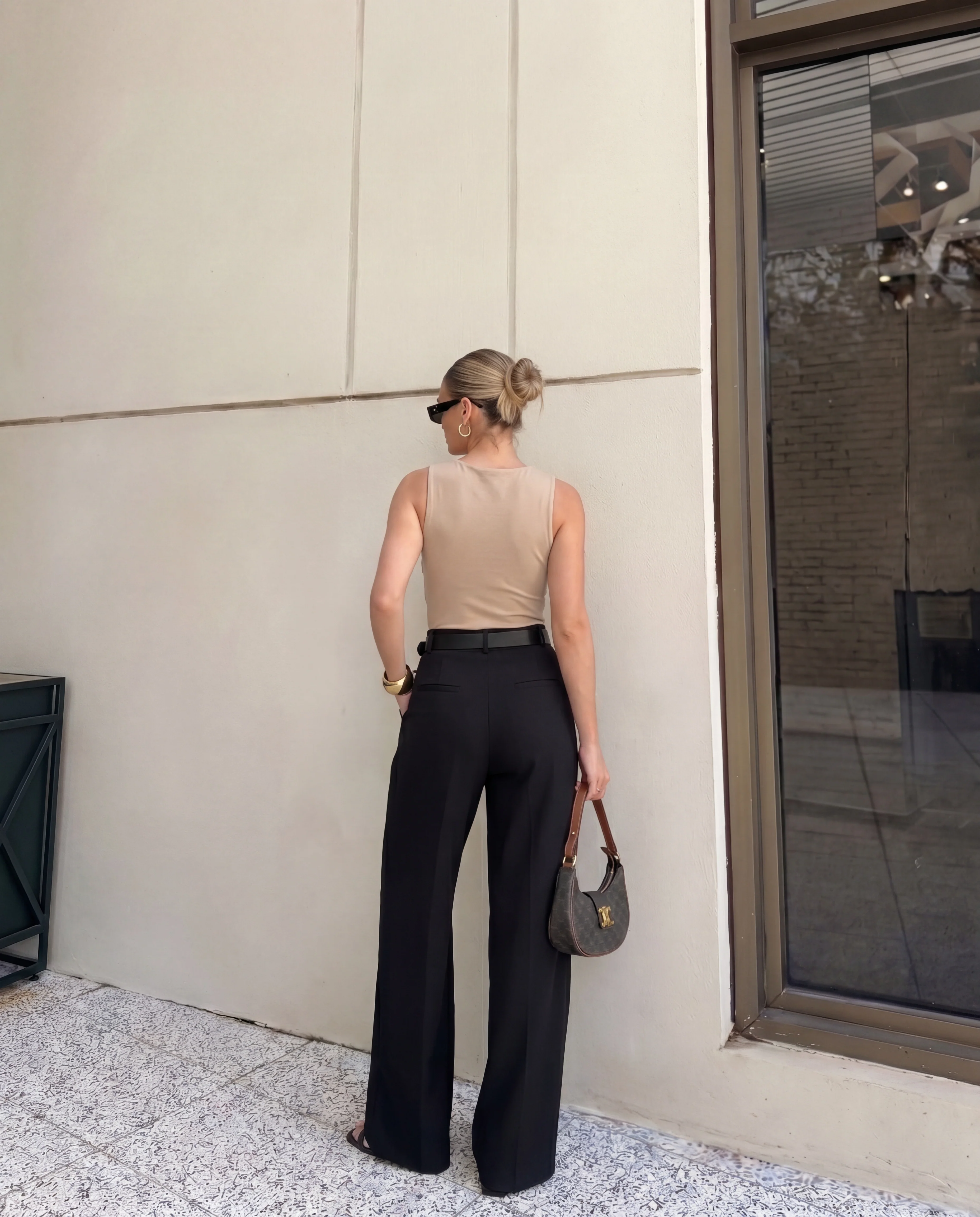 Black Pleated Pants With Belt - Image 6