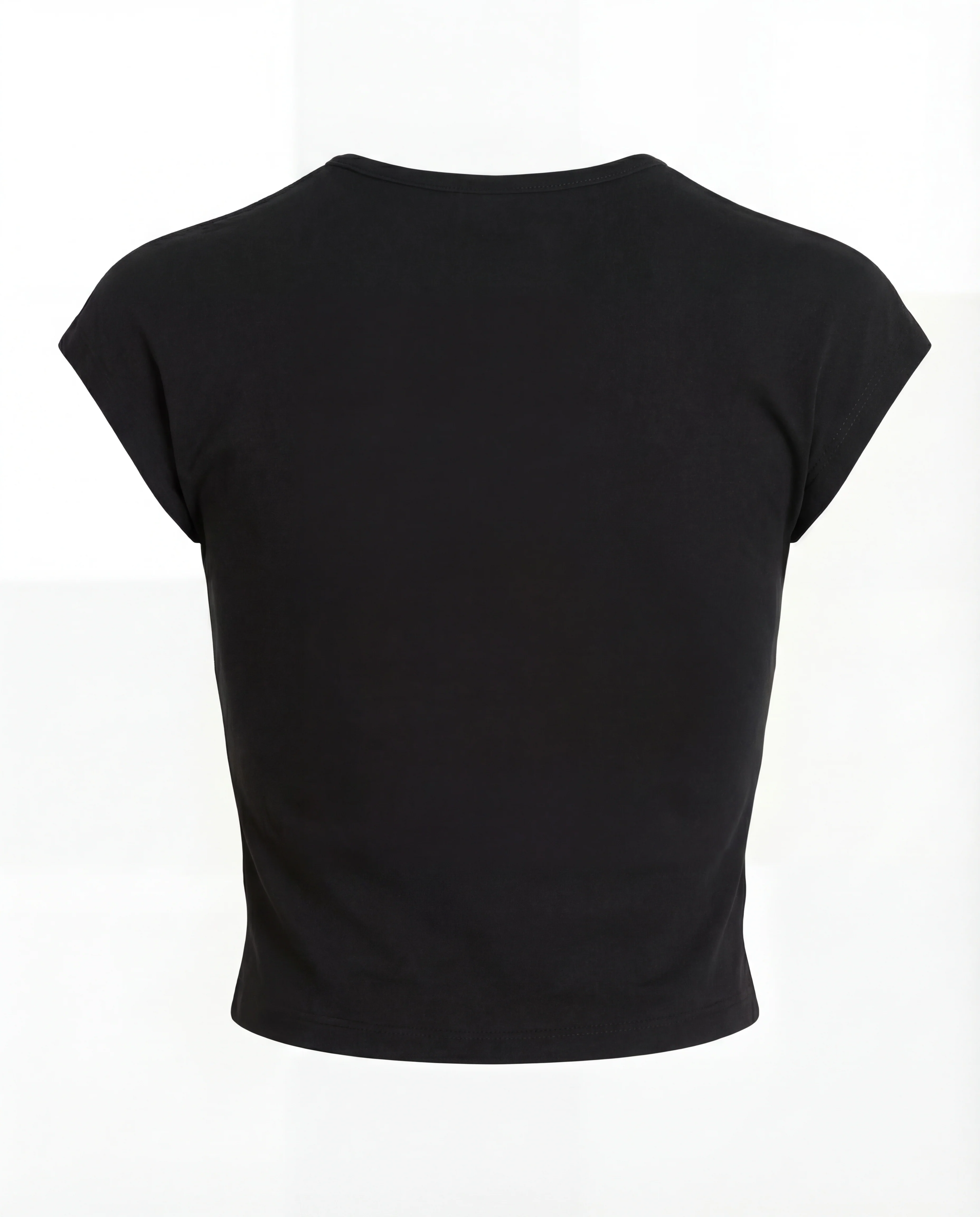 Black Ribbed Cotton Crop Top - Image 3