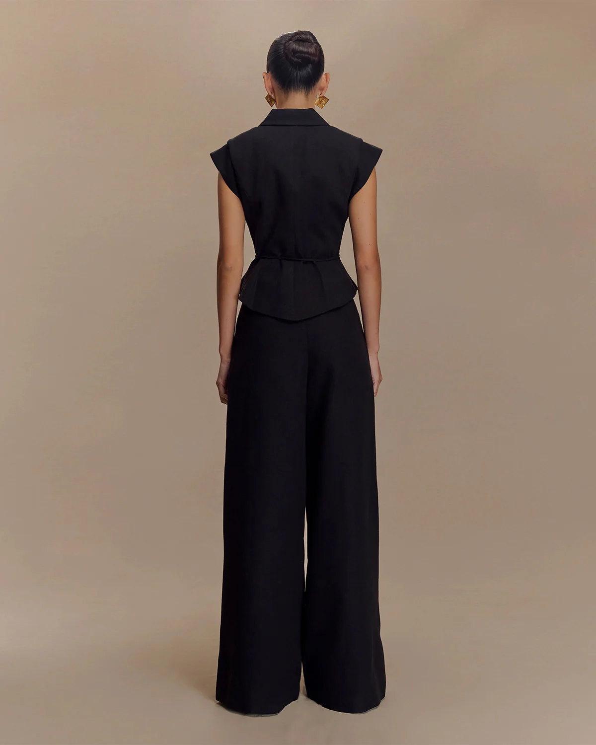 Black Tie Up Waist Coat Suit Set - Image 3
