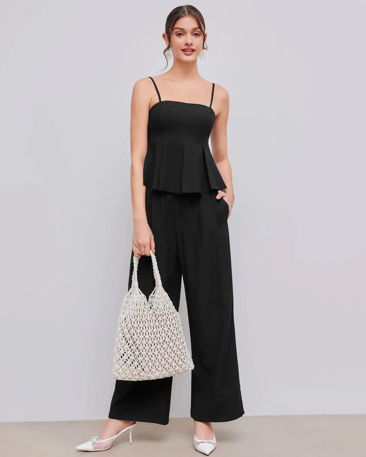 Box Pleats Black Fit And Flare Top - Image 4