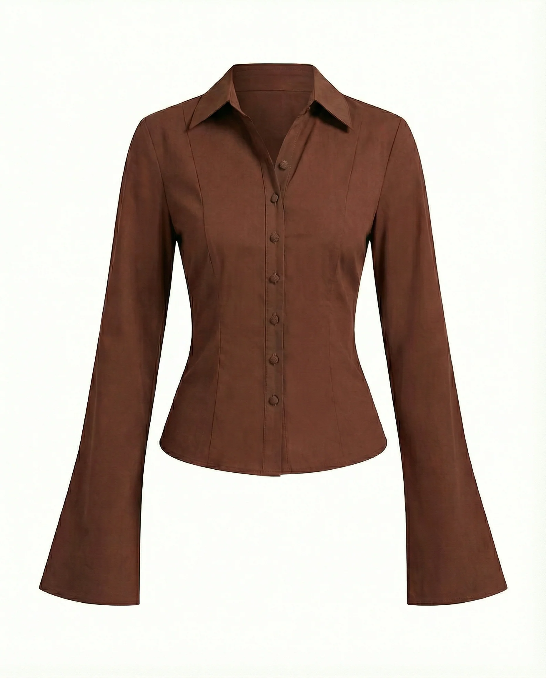 Brown Flared Sleeves Shirt - Image 5