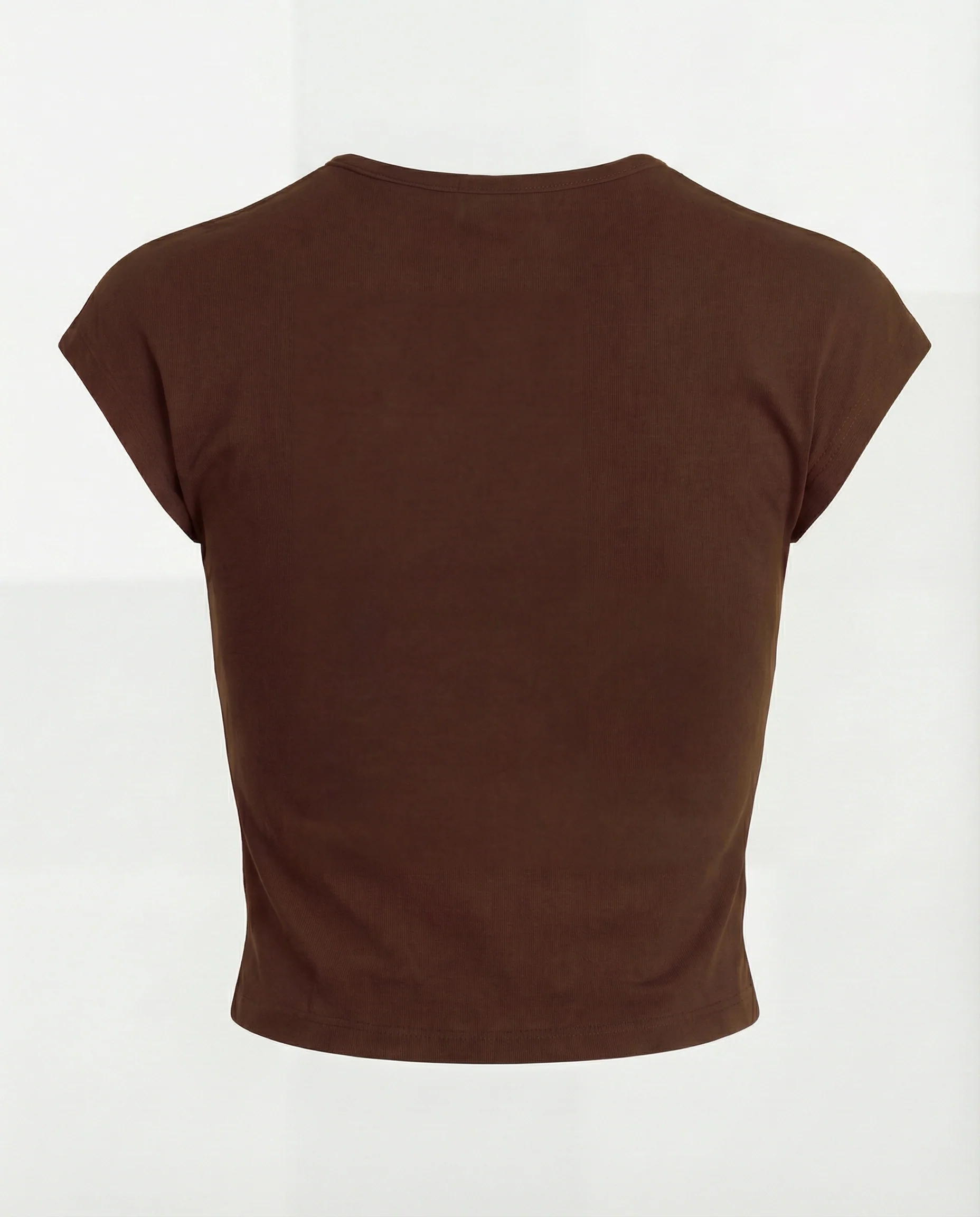 Brown Ribbed Fitted Top - Image 5
