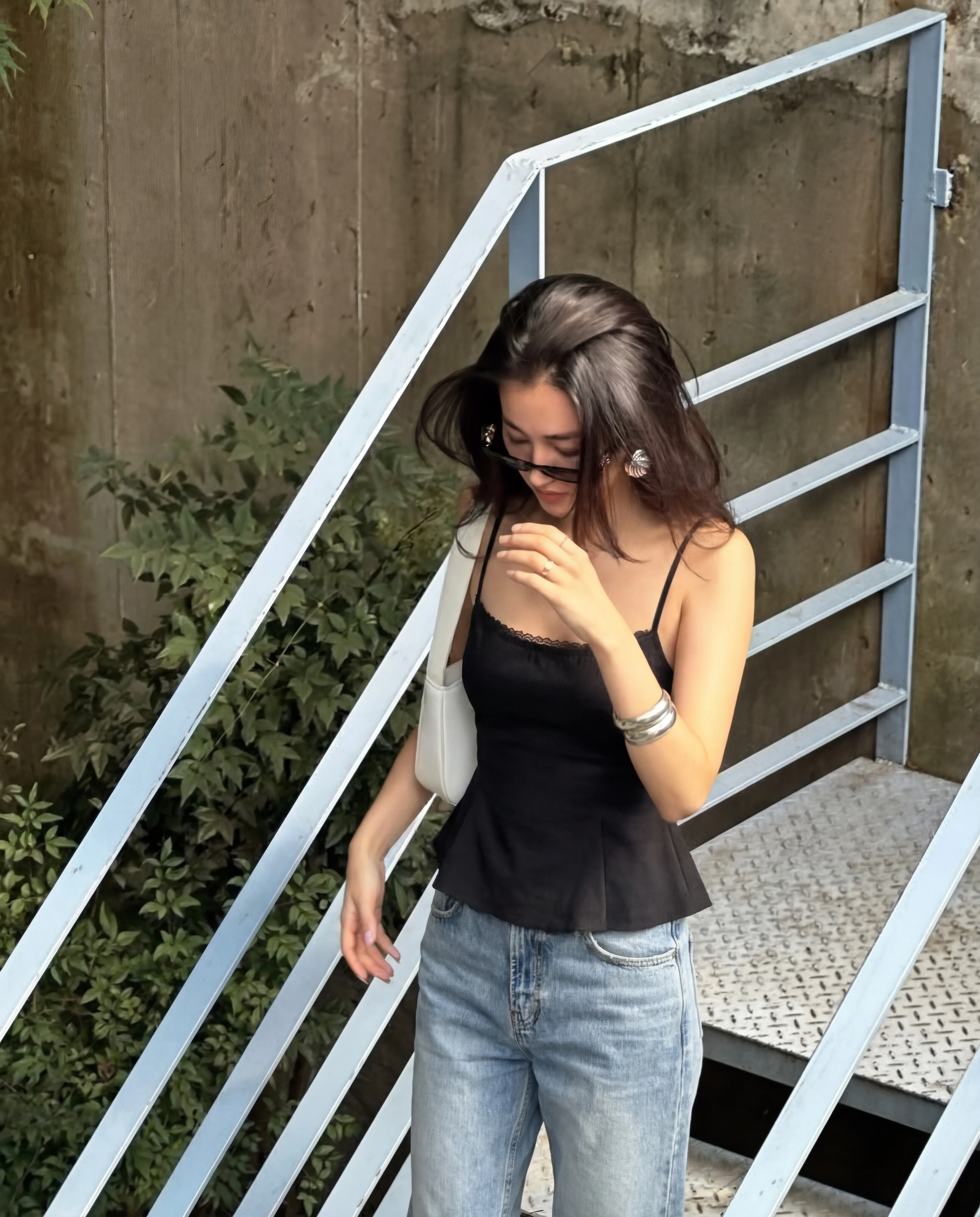 Black Lace Detail Camisole Top - Image 6