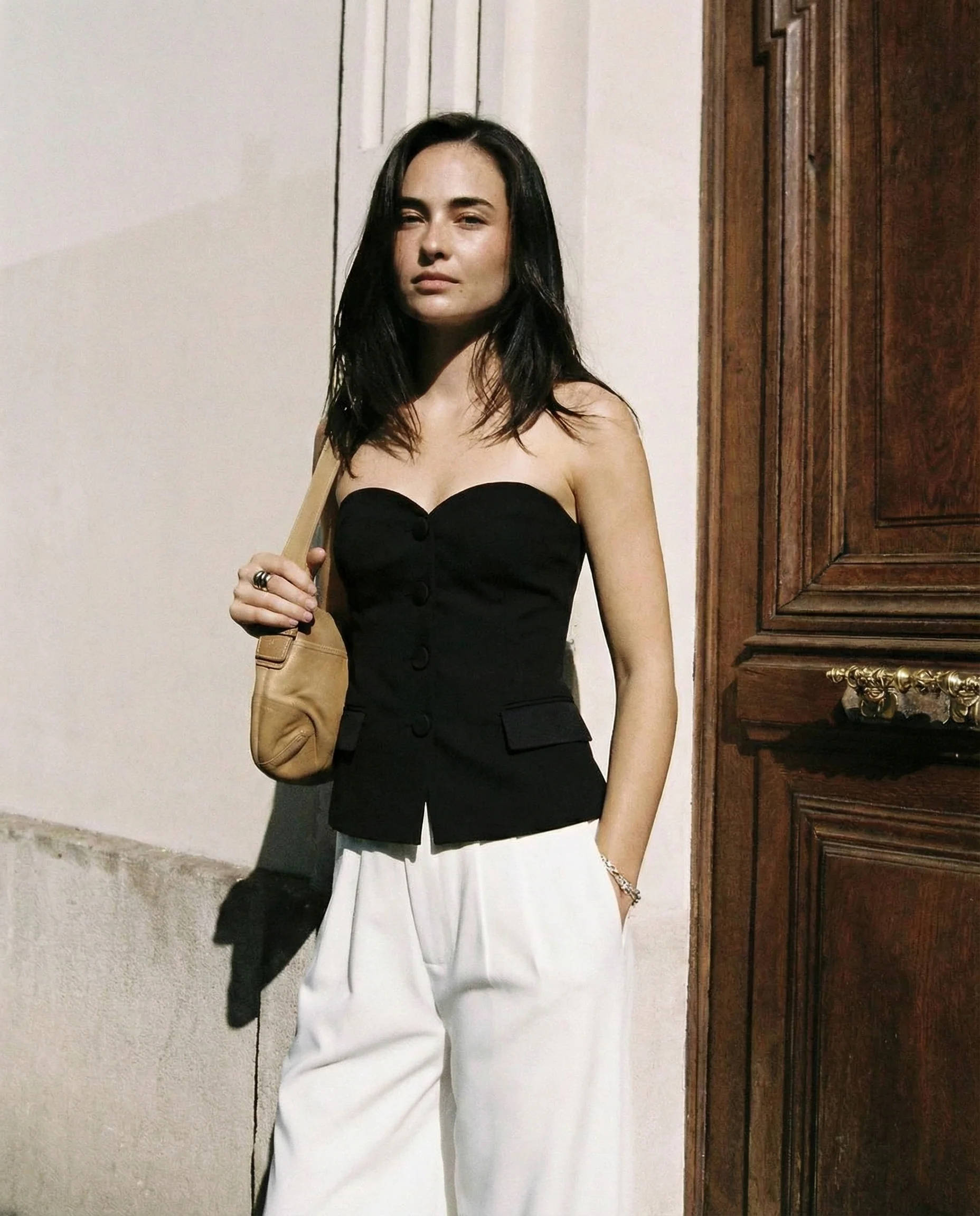 Black Strapless Bandeau Top - Image 3