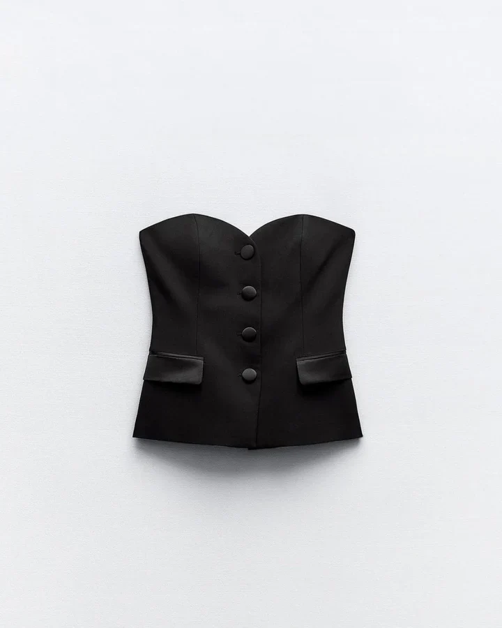 Black Strapless Bandeau Top - Image 5