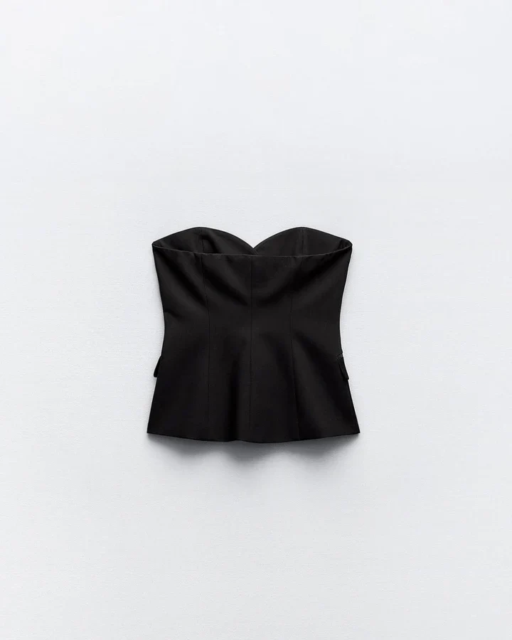 Black Strapless Bandeau Top - Image 6