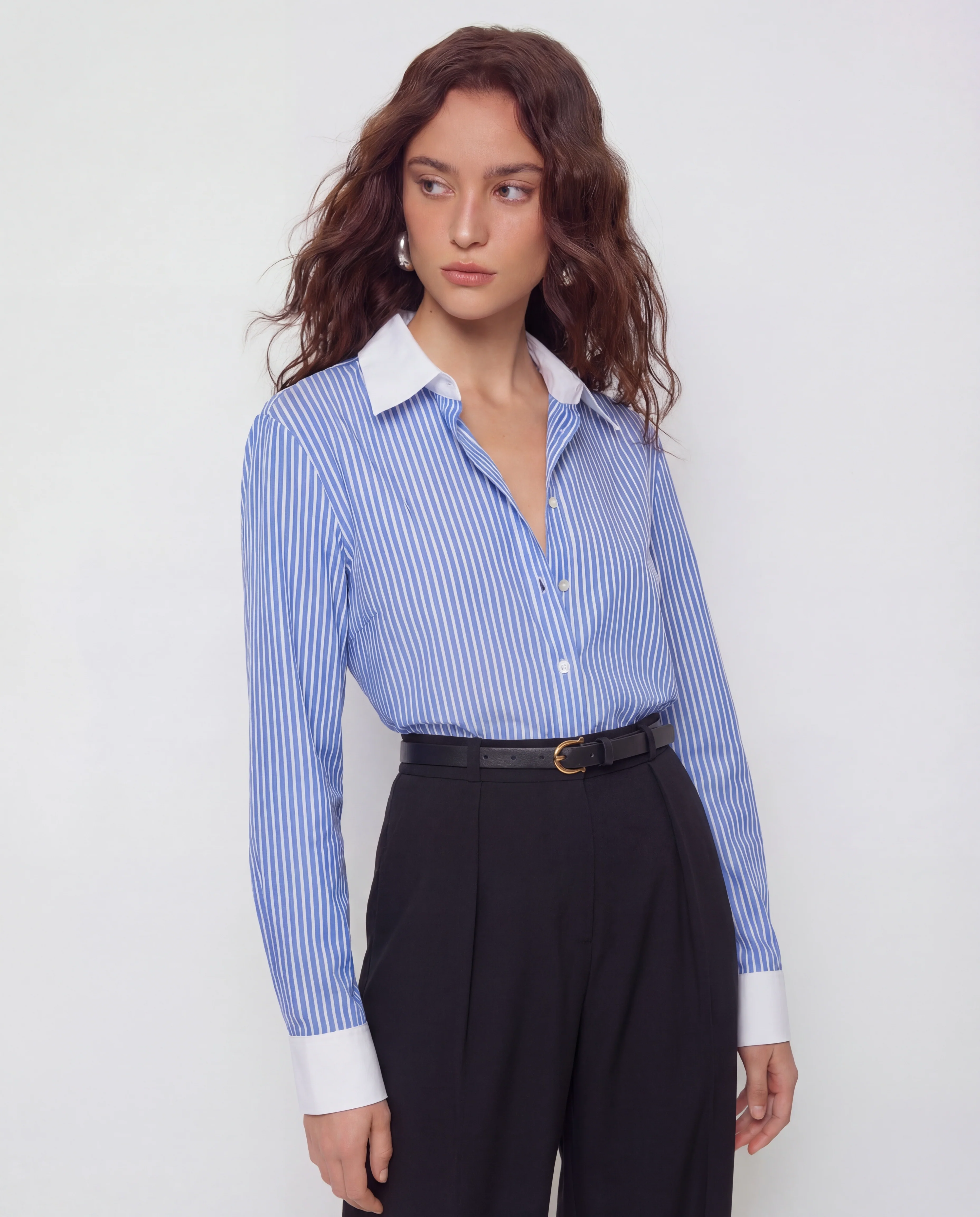 Color Block Pinstripes Shirt - Image 5