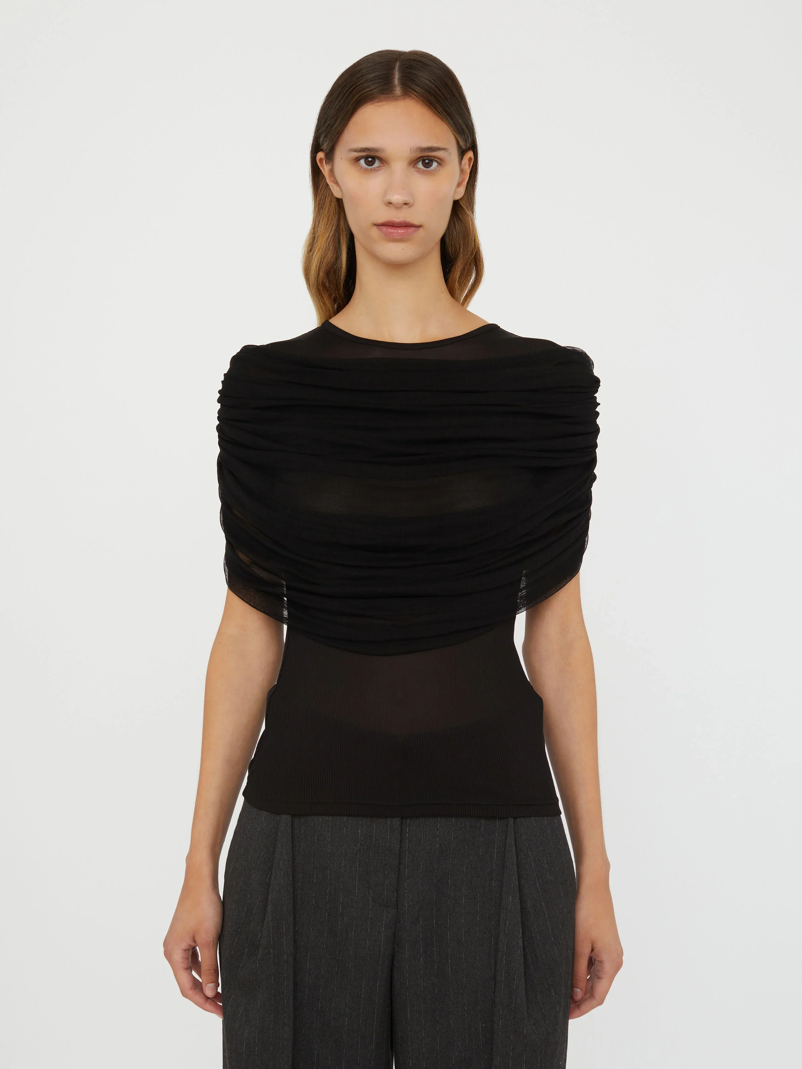 Draped Mesh Sheer Top - Image 4