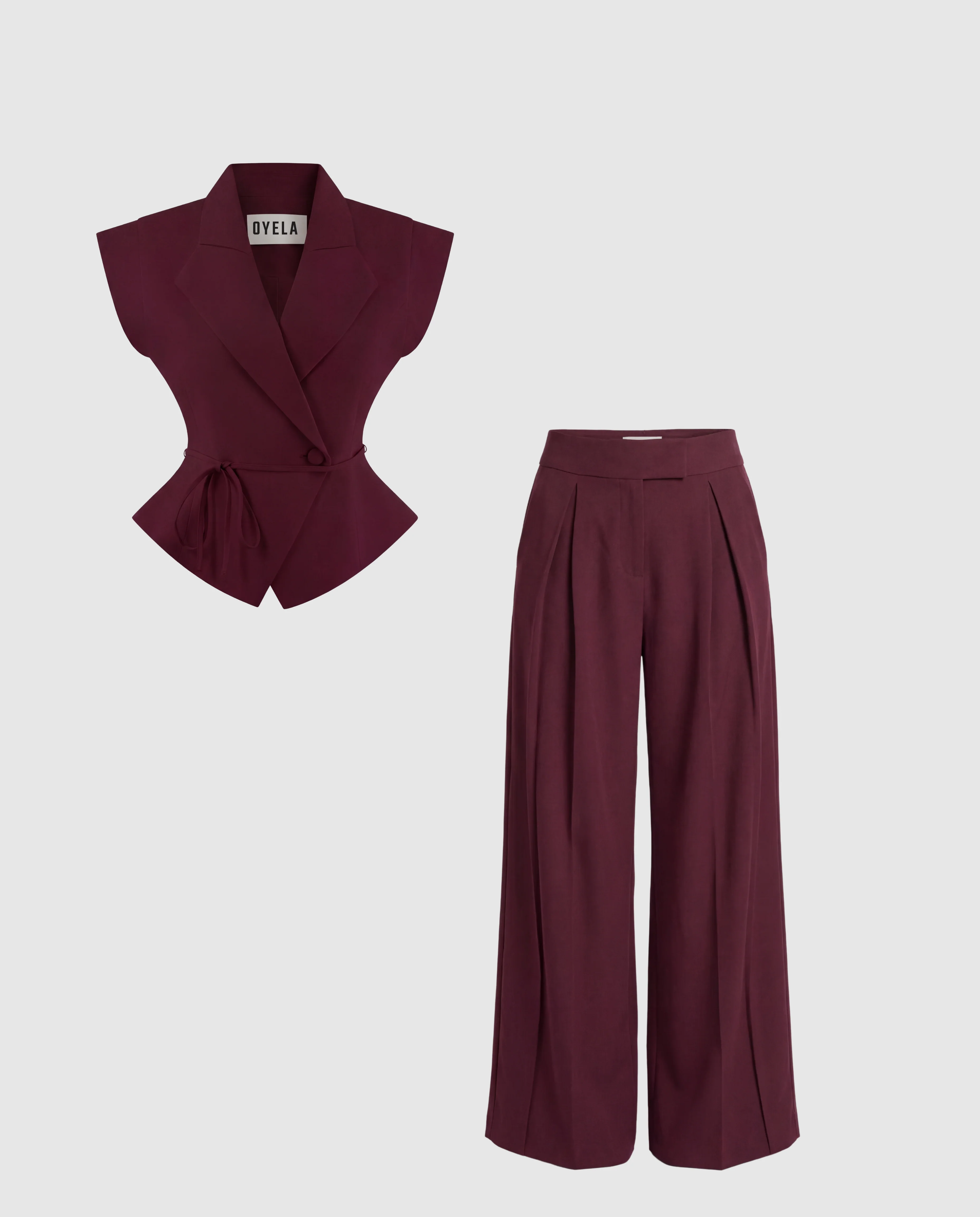 Maroon Tie Up Waist Coat Suit Set - Image 5