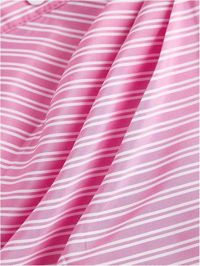 Pink Stripe Asymmetric Hem Shirt - Image 5
