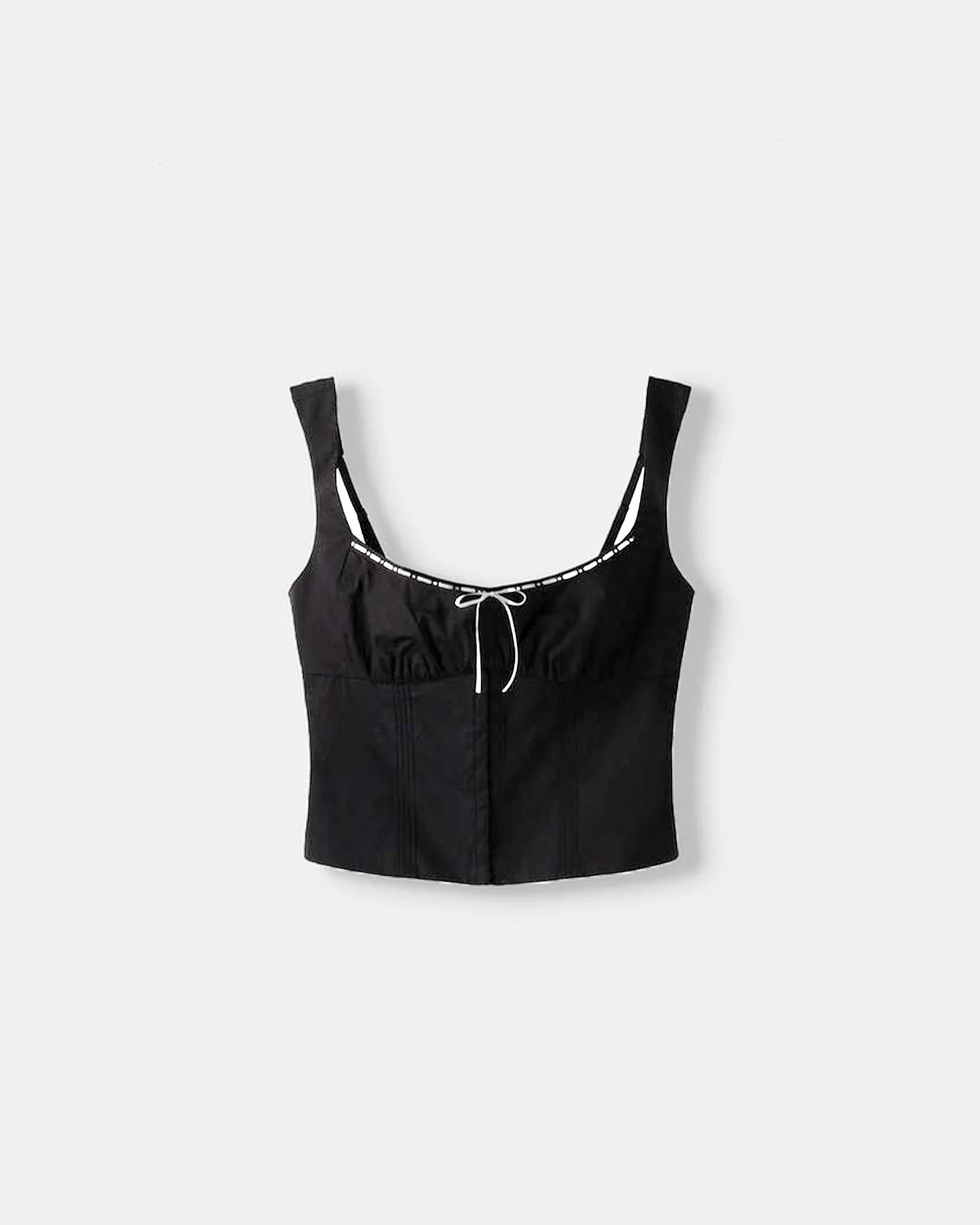 Contrast Piping Corset Top In Black - Image 4