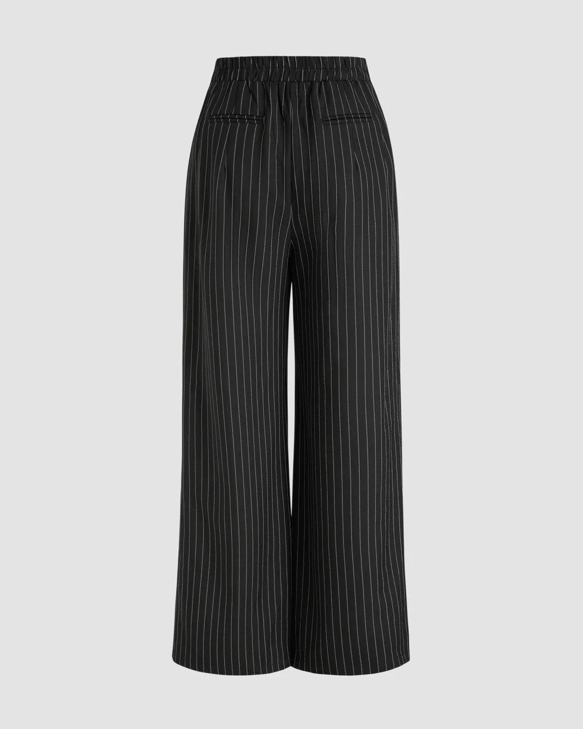 Pinstriped Belt Detail Wide Leg Pants - Image 6