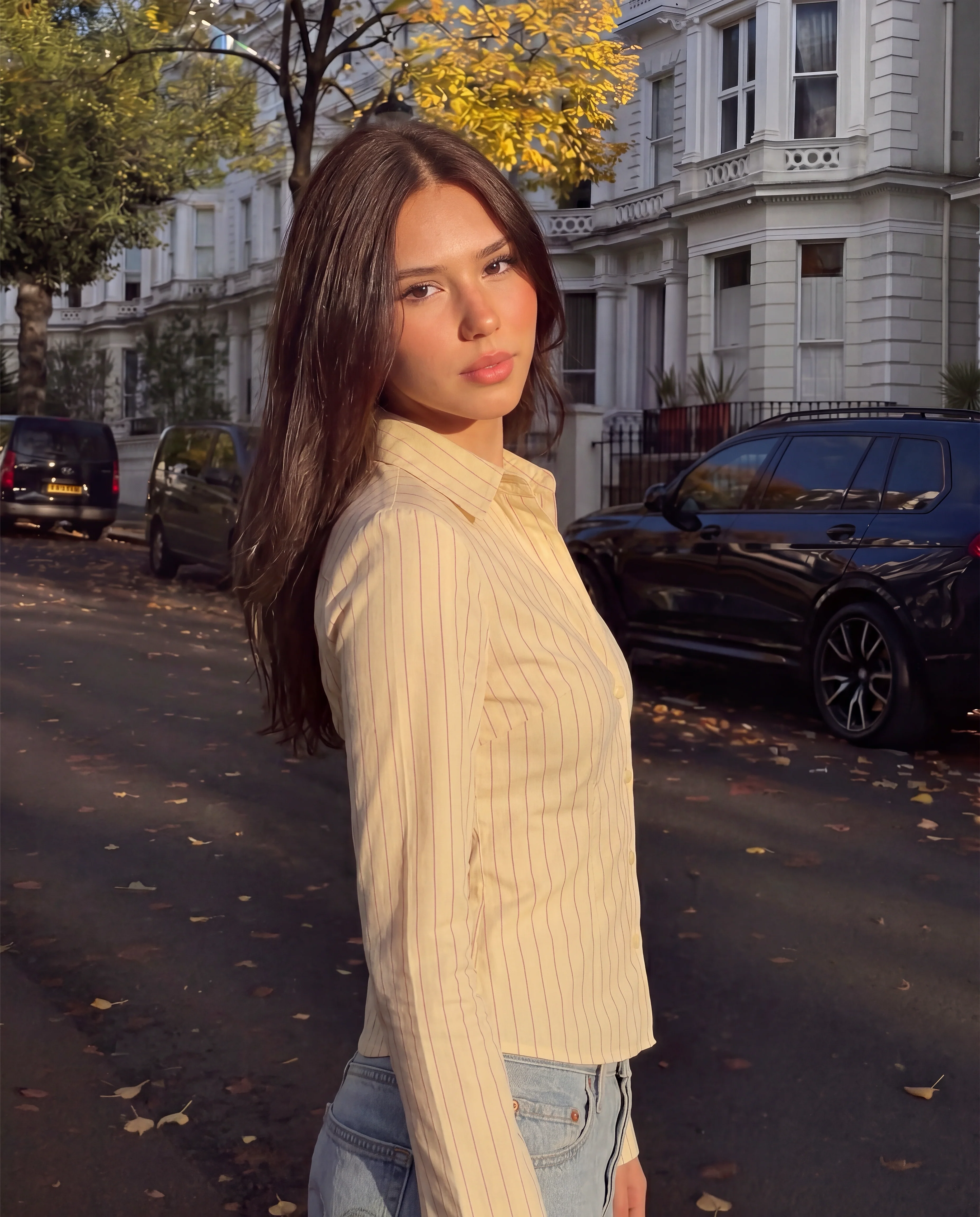 Flared Sleeve Fitted Shirt - Yellow - Image 2