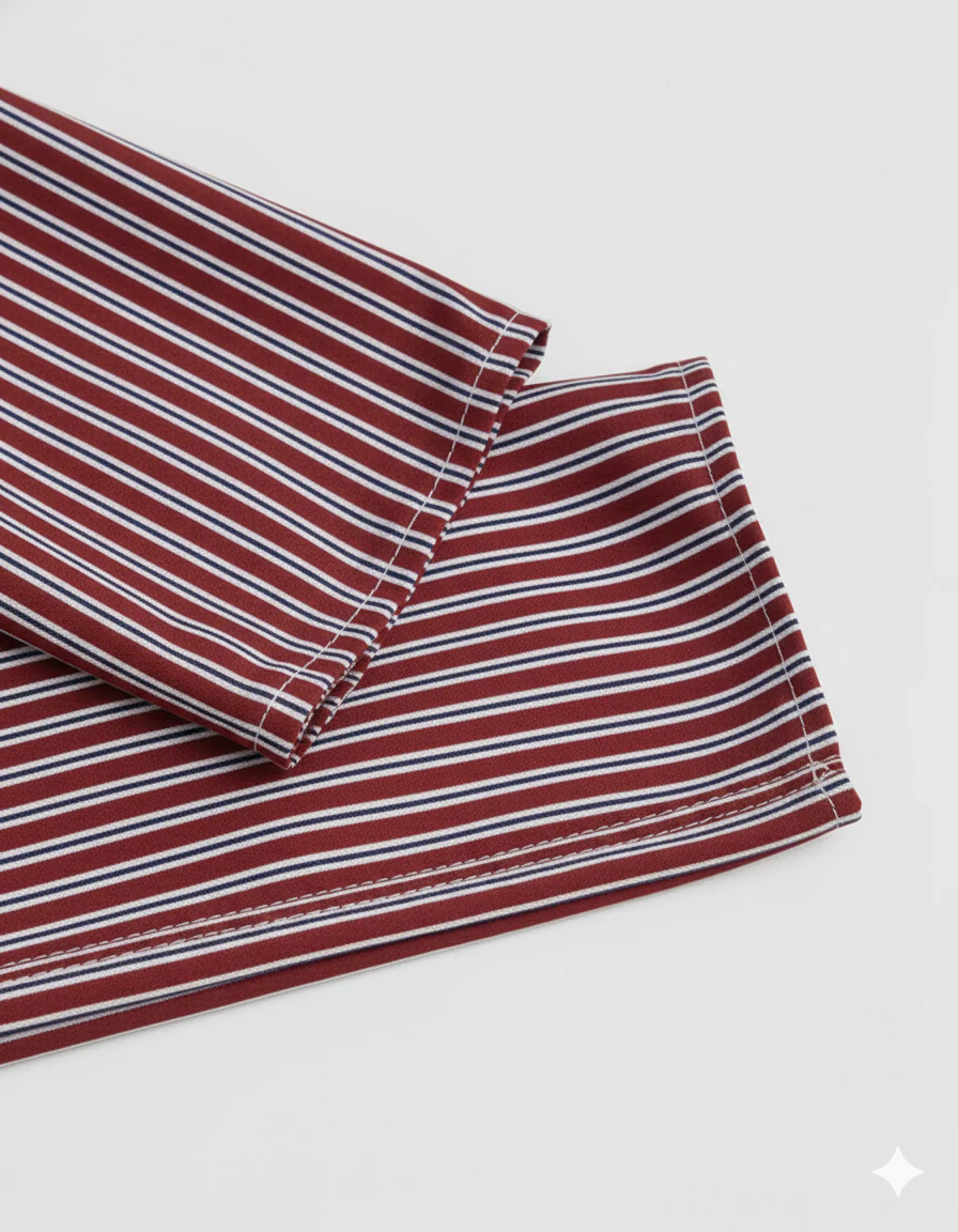 Red Stripe Asymmetric Hem Shirt - Image 5