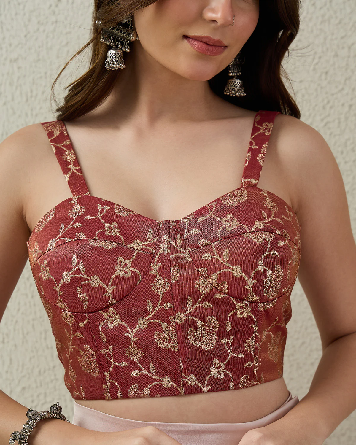 Rust Brocade Bustier Top
