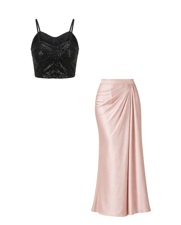 Sequins Top with Champagne Skirt Coord Set - Image 5