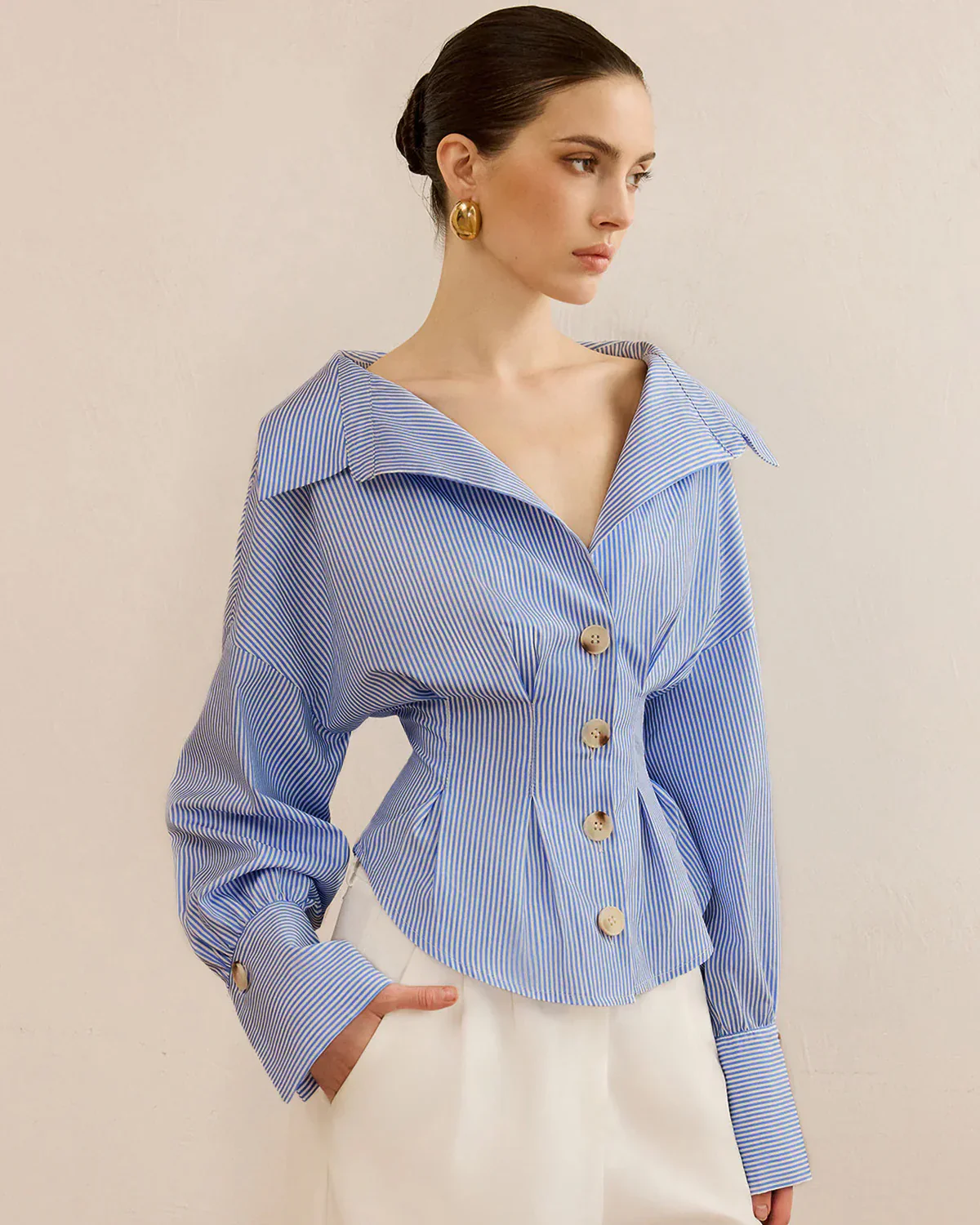 Set of Two Stripe Shirt With Cinched Waist - Image 4