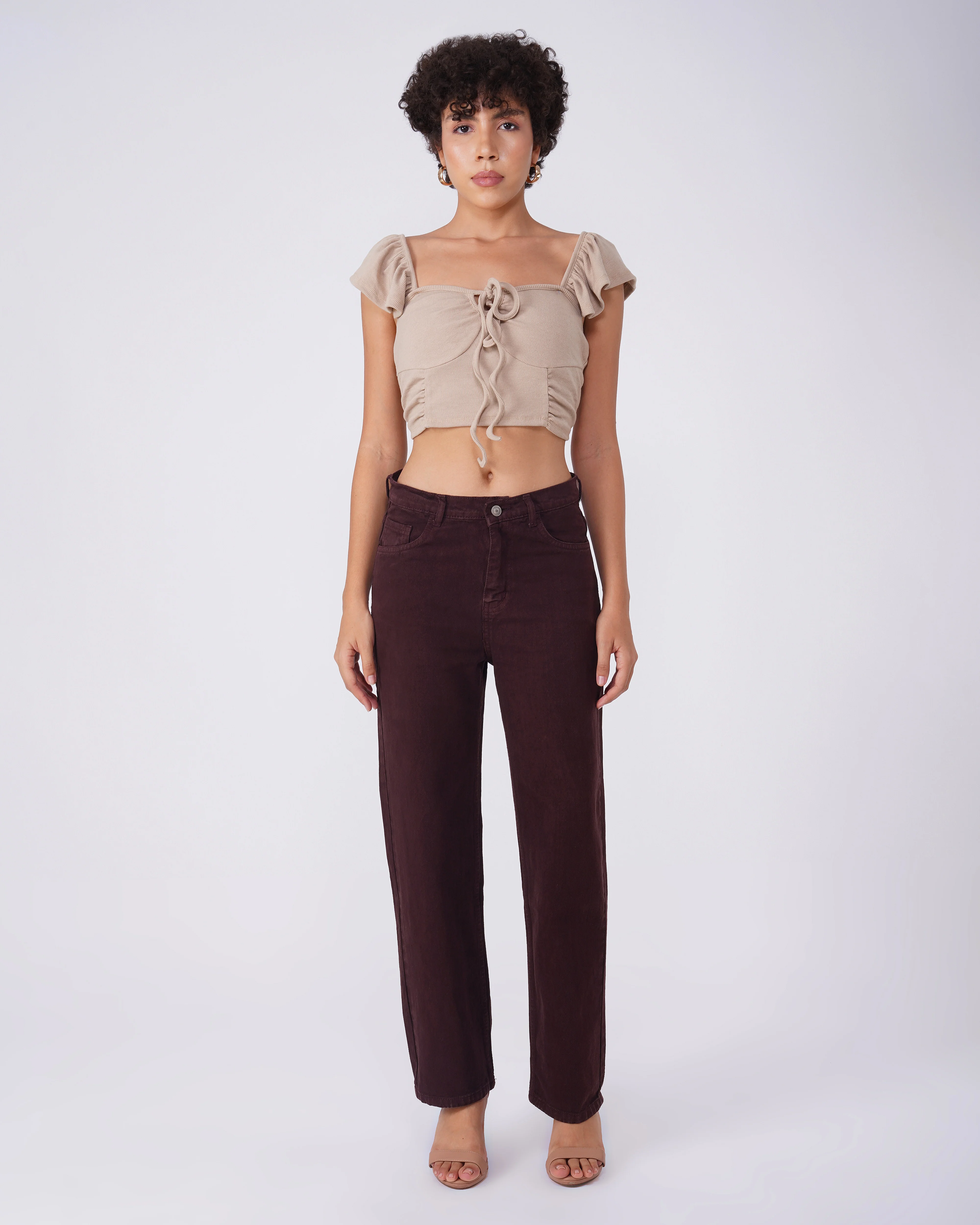 Brown Solid Relaxed Fit Jeans - Image 5