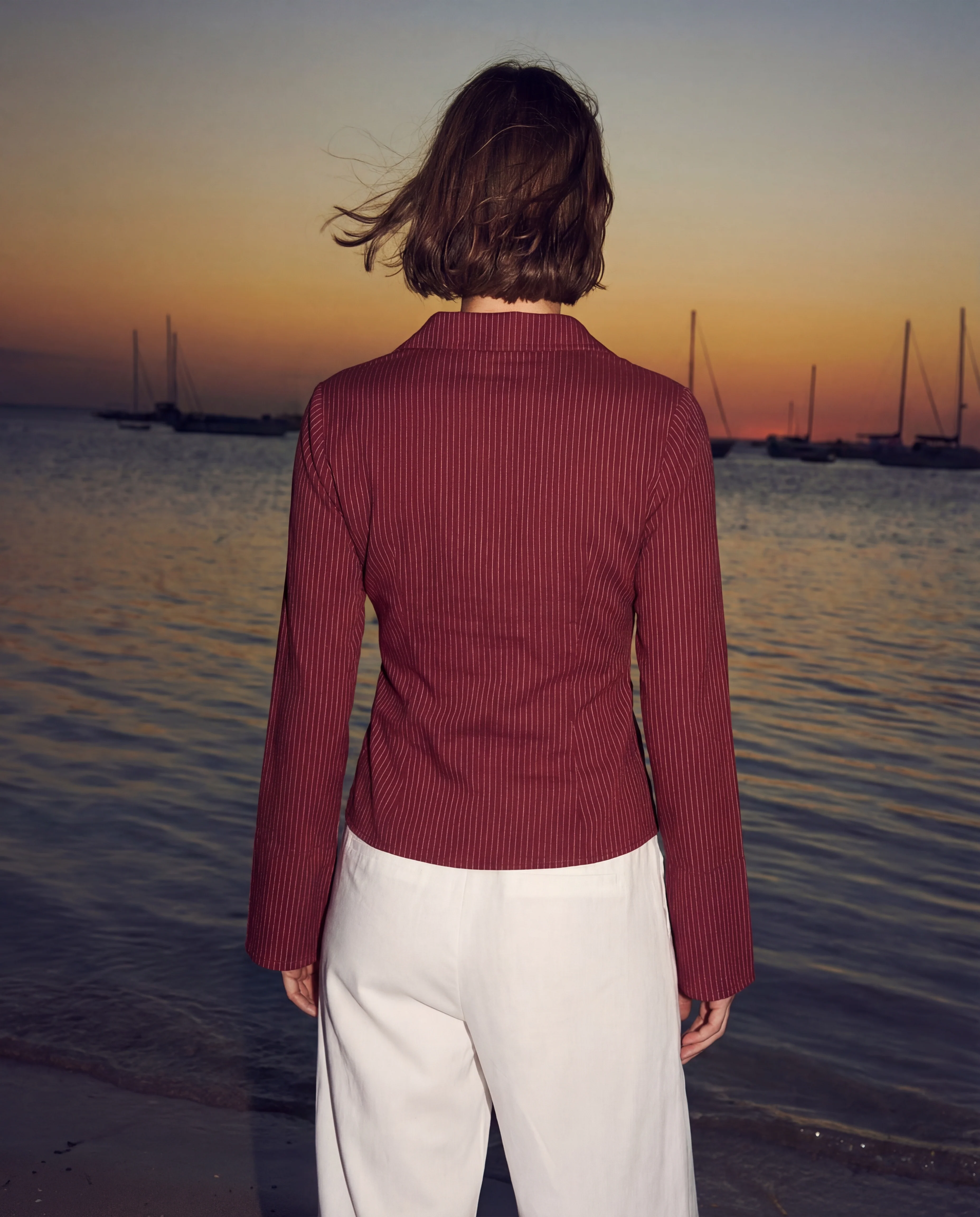 Flared Sleeve Fitted Shirt - Red - Image 4