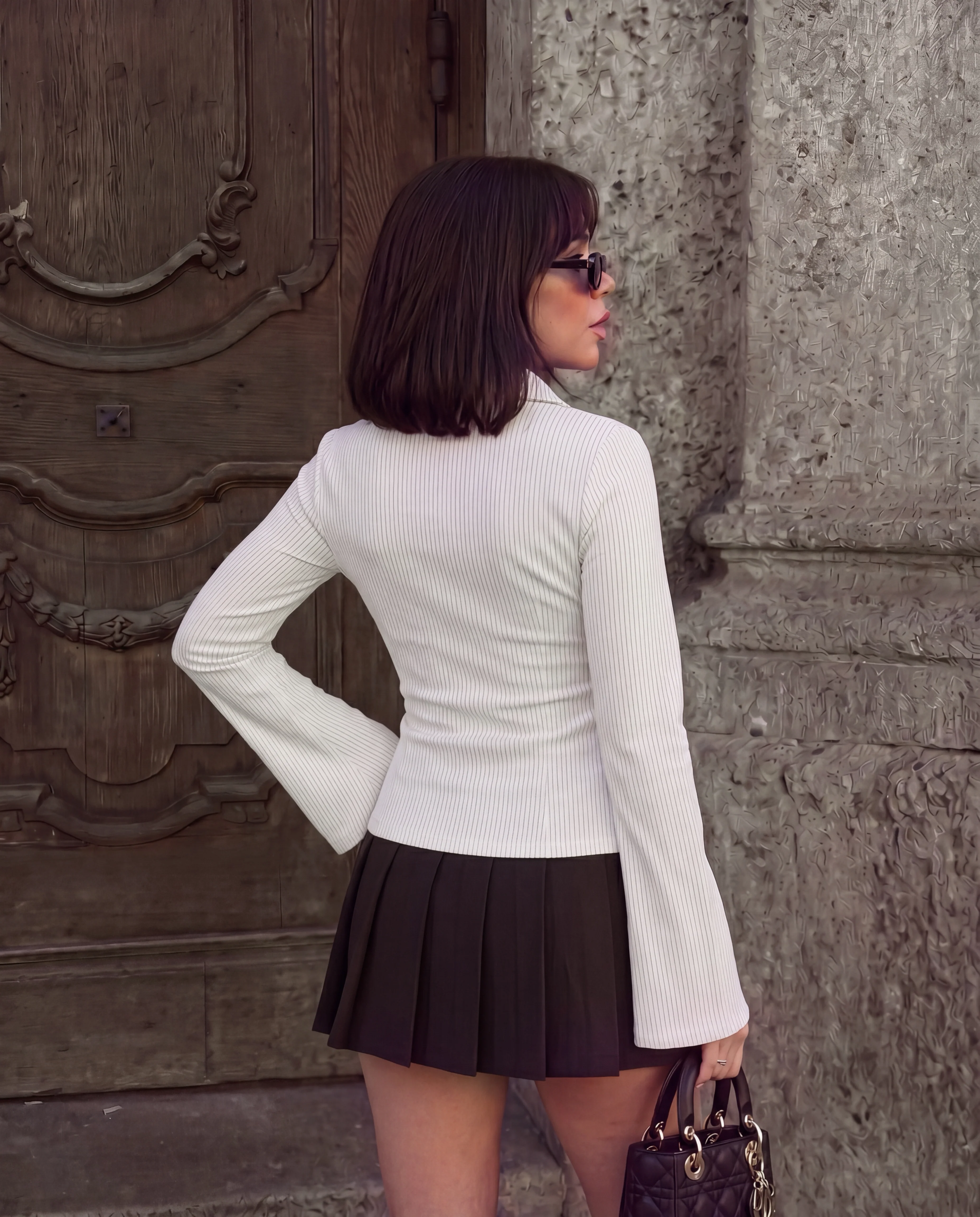 Flared Sleeve Fitted Shirt - White - Image 4
