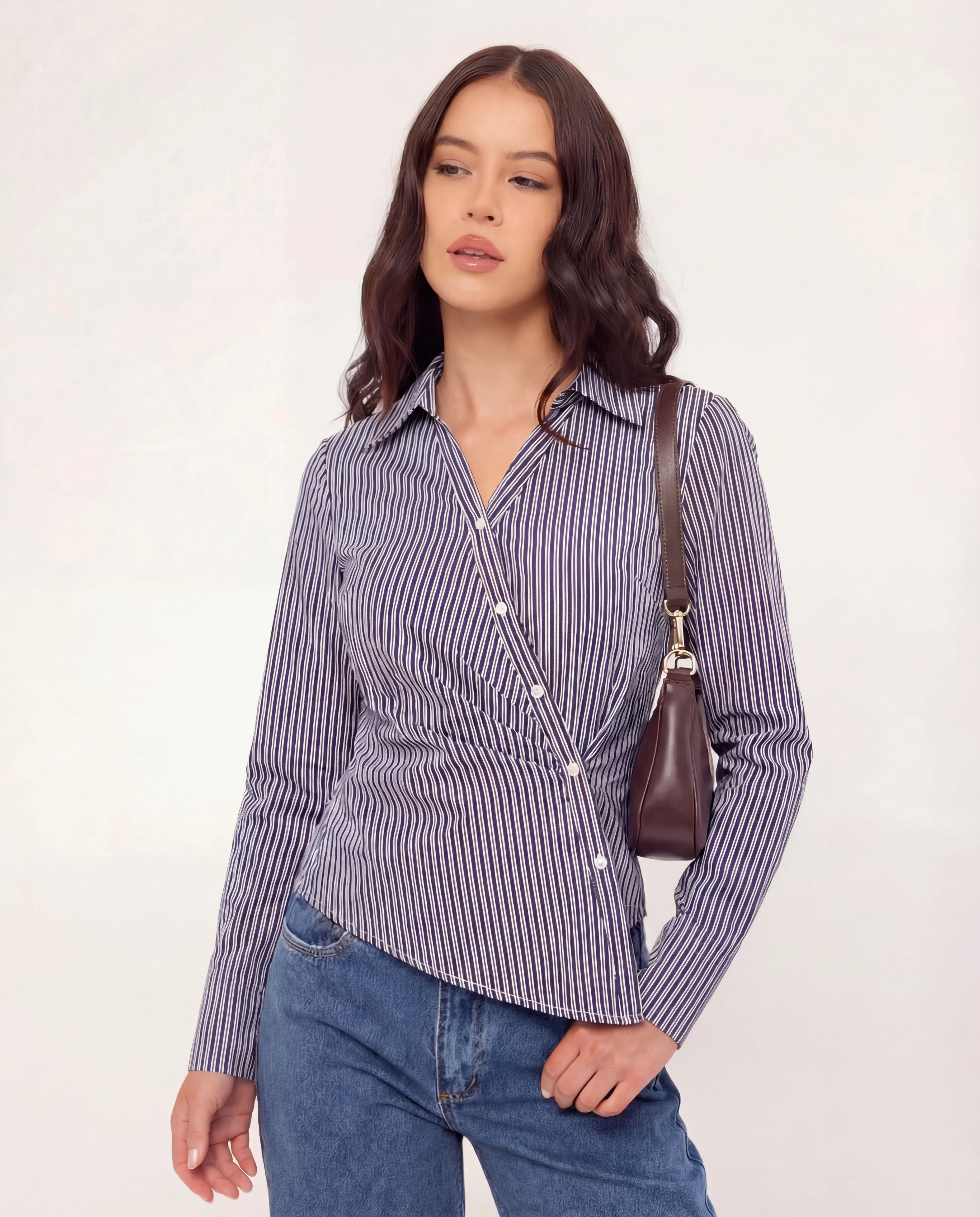 Striped Asymmetric Shirt - Image 4