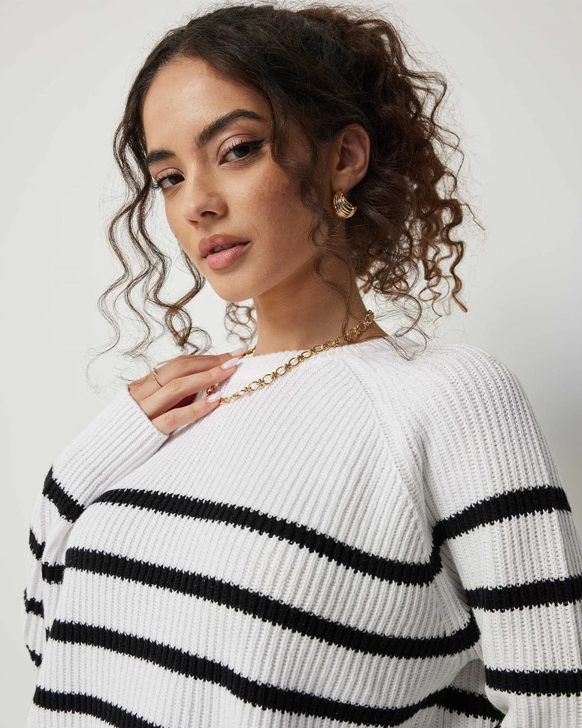 Striped Raglan Sleeve Top - Image 2