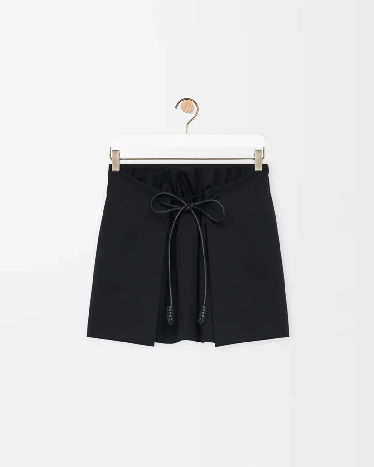 Tie Up Detail Black Mini Skirt - Image 4