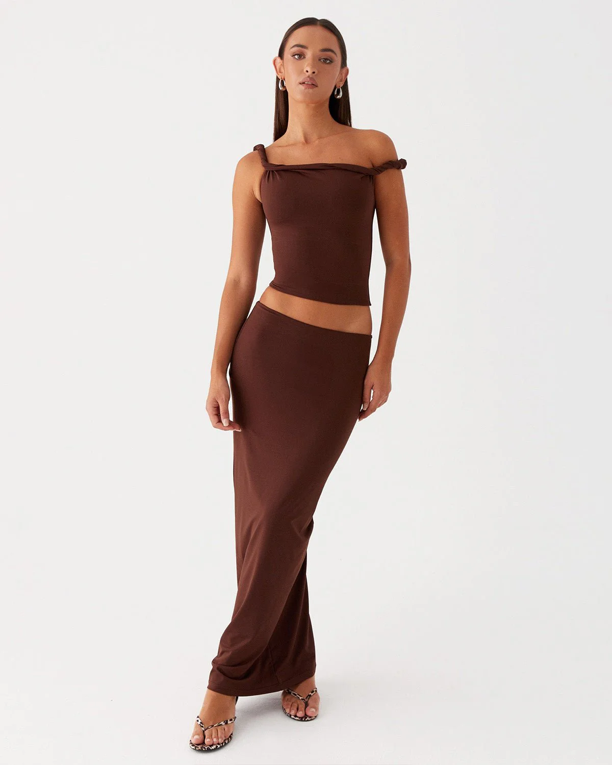 Twisted Strap Top And Skirt Co-Ord Set