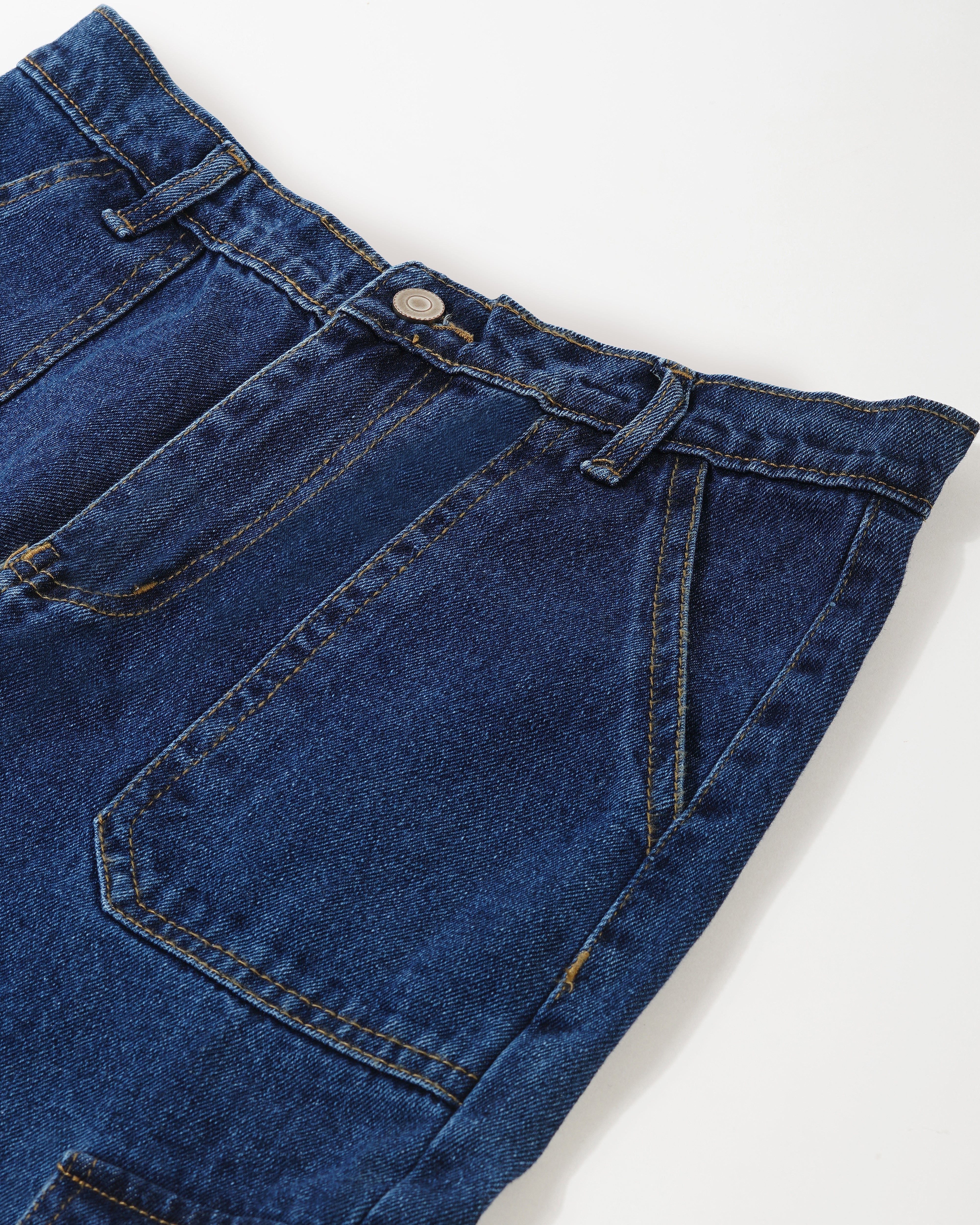 Dark Blue Washed Cargo Jeans - Image 6