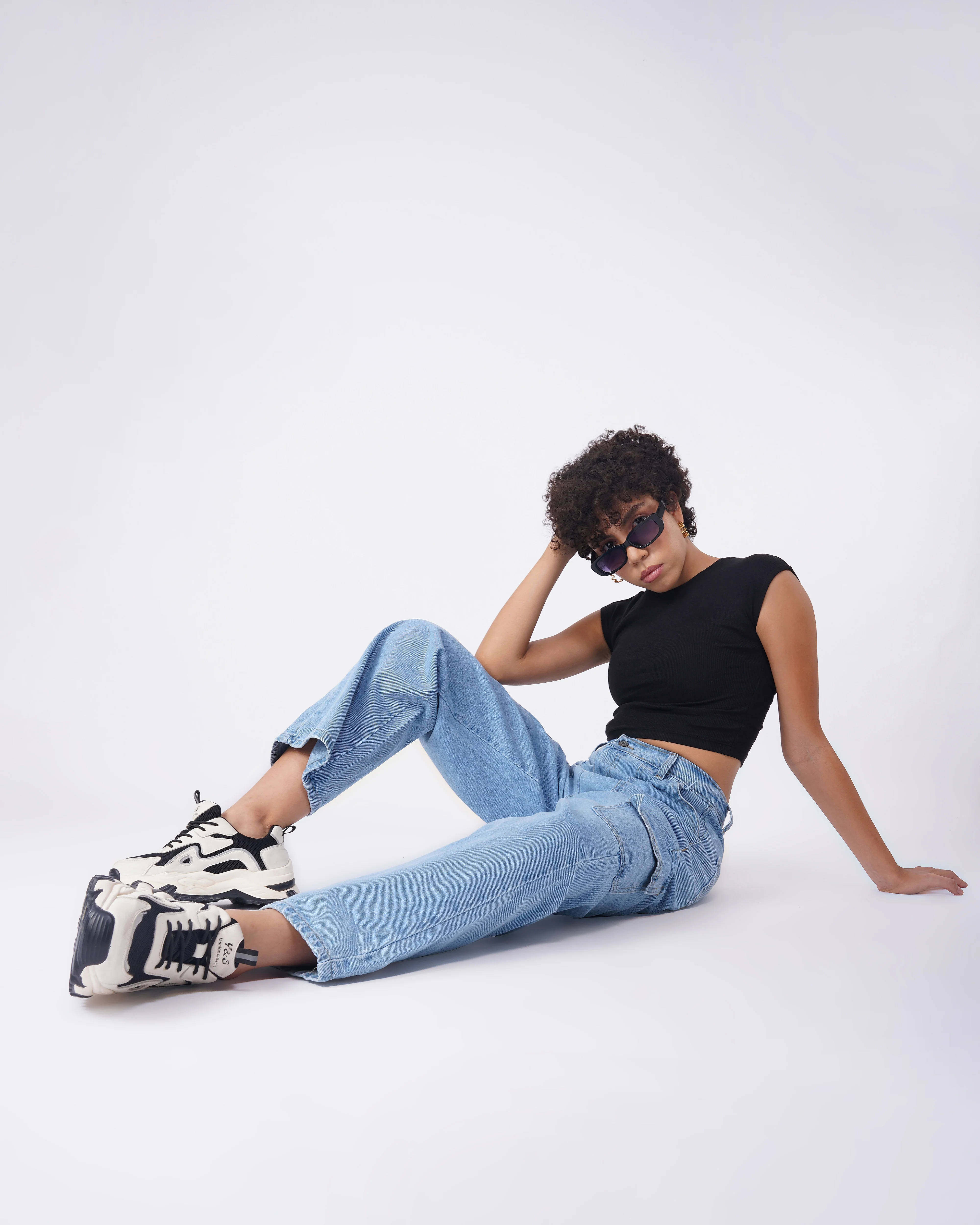 Light Blue Washed Cargo Jeans - Image 5