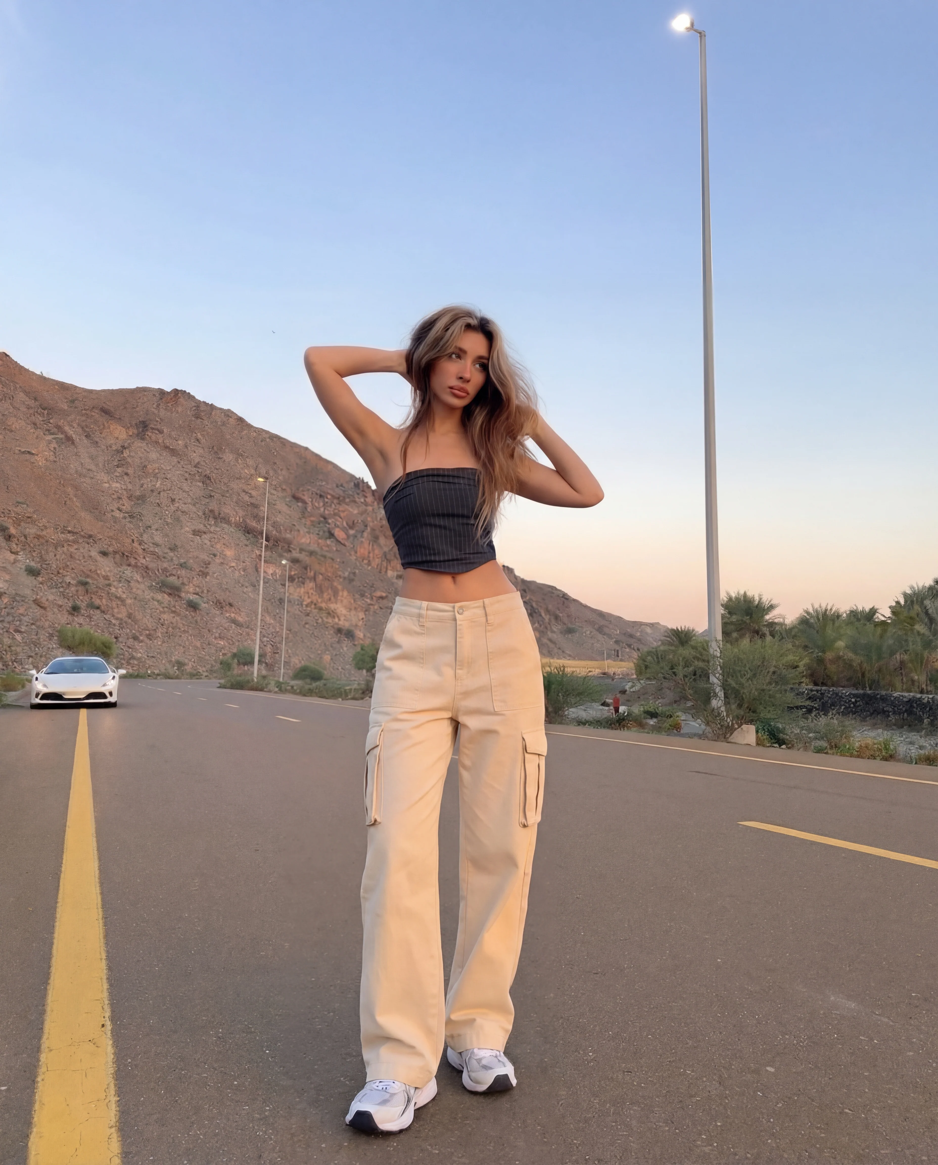 Cream Wide Leg Adjustable Cargo - Image 2