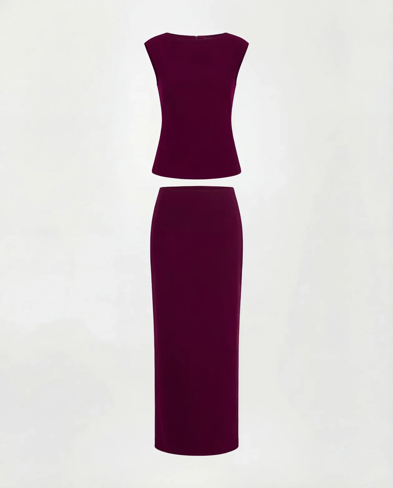 Wine Ribbed Top And Skirt Set - Image 5